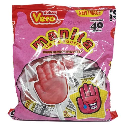 베로 마니타 캔디 대용량 막대사탕 (14g X 40개) 핑크 손바닥 모양 560g